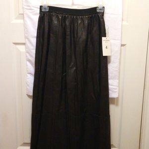 Lena Gabriella Black PU Leather Long Skirt Size 4